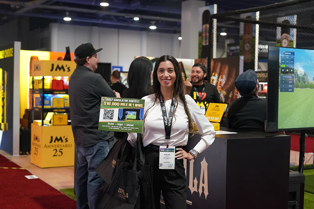 Woman holding promo signage